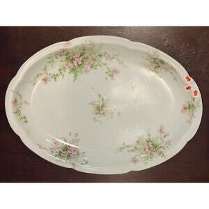 Theodore Havilland Limoges  Pink Rose Spray Oval Platter, Antique 11 1/2"